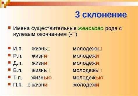 Правила изменения существительных женского рода