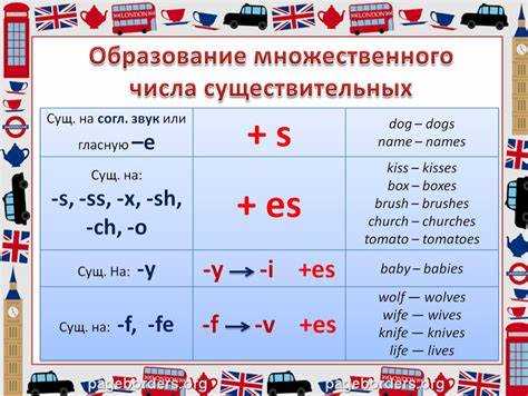 Исключения в правилах образования множественного